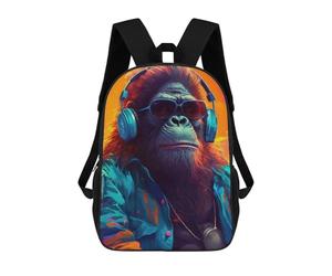 sinyumoney Chill Monkey -3 Zaino, Zaino Per Bambini, Borsa Scolastica Per Studenti, Zaino Per Libri, Borsa Scolastica Stampata in 3D Per Ragazzi E Ragazze 17inch