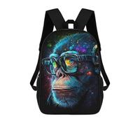 sinyumoney Chimp Glasses Cosmic Art Print Zaino Scolastico Impermeabile Da Viaggio Borsa Per Computer - Perfetto Per Viaggi, Lavoro E Uso Quotidiano 17inch