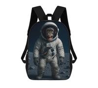 sinyumoney Chimpanzee Astronaut on The Moon Zaino Scolastico Alla Moda Per Studenti, Adatto A Ragazzi E Ragazze, Ideale Per Viaggi All'aperto E Attività Ricreative. 17inch