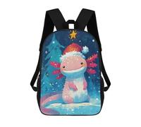 sinyumoney Christmas Black Cat Zaino Bambino Alla Moda E Divertente, Zaino Per Ragazzi E Adolescenti, Borsa Da Scuola Stampa 3D Per Ragazzi, Christmas Axolotl Santa Hat, 17"