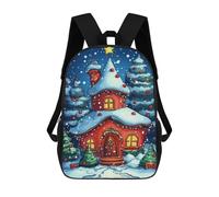 sinyumoney Christmas Cottage Tree Zaino Scolastico Stampato in 3D Zaino Scolastico Per Bambini Zaini Scolastici Zaini Da Viaggio Borsa Casual Alla Moda Per Bambini Studenti Scolastici 17inch
