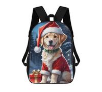sinyumoney Christmas Dog Golden Zaino Scolastico Per Bambini, Stampato in 3D, Borsa Scolastica Alla Moda, Borsa Scolastica Casual Per Ragazzi, Studenti Delle Scuole Elementari E Medie 17inch