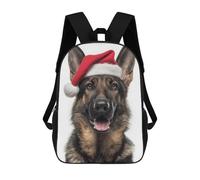 sinyumoney Christmas German Shepherd Dog with Santa Hat Zaino Per Bambini, Borsa Scolastica Di Grande Capacità, Zaino Per Studenti, Zaino Per Ragazzi, Ragazze, Adulti, Adolescenti 17inch