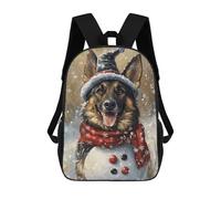 sinyumoney Christmas German Shepherd Snowman Zaino Scolastico Zaino Per Bambini Borsa Scolastica Di Grande Capacità Zaino Per Bambini Per La Scuola Zaino 3D Borsa Per Libri Regali Per Bambini 17inch