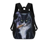 sinyumoney Cigar Cat Cool Smoke Zaino Scolastico Per Bambini Alla Moda Casual Zaini Per Bambini Stampati in 3D Borse Scolastiche Per Ragazzi Zaino Grande 17inch