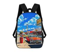 sinyumoney Classic Cars on A Sunny Day Zaino Scolastico Per Bambini, Borsa Scolastica Stampata in 3D Per Ragazzi, Studenti Delle Scuole Elementari E Medie 17inch