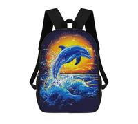 sinyumoney Coconut Island Paradise Zaino per bambini alla moda e divertente, zaino per ragazzi e adolescenti, borsa da scuola stampata 3D per ragazzi, Dolphin Sunset Jump, 17"