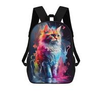 sinyumoney Colorful Abstract Cat Art-7 Zaino Per Bambini, Zainetti 3D Per La Scuola, Zainetto Per Bambini, Zainetto Casual, Zaino Alla Moda 17inch
