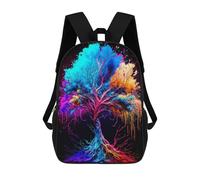 sinyumoney Colorful Abstract Tree Art-3 Zaino Scolastico Per Bambini, Borsa Scolastica Stampata in 3D Per Ragazzi, Studenti Delle Scuole Elementari E Medie 17inch