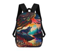 sinyumoney Colorful Abstract Wolf Zaino Per Bambini Con Stampa 3D, Borsa Scolastica Per Ragazzi, Zainetto Casual, Borsa Divertente Per Bambini E Adolescenti 17inch