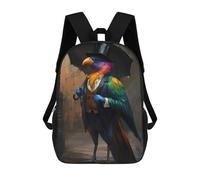 sinyumoney Colorful Bird in Top Hat Zaino Scolastico Per Bambini, Borsa Scolastica Stampata in 3D Per Ragazzi, Studenti Delle Scuole Elementari E Medie 17inch