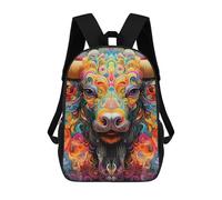 sinyumoney Colorful Bull Illustration-2 Zaino Scolastico Stampato in 3D, Borse Scolastiche Per Ragazzi E Ragazze, Zaino Per Laptop Per Bambini/studenti/adulti 17inch