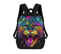 sinyumoney Colorful Cat Art Print Zaino Scolastico Per Bambini Stampato in 3D Per Bambini, Zaini Da Viaggio, Borse Per Libri Per Ragazzi, Studenti Delle Scuole Elementari 17inch