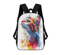 sinyumoney Colorful Cat Watercolor Zaino Per La Scuola Stampato in 3D Borsa Scolastica Per Ragazzi E Ragazze Zaino Per Bambini Zaino Da Viaggio 17inch