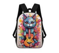 sinyumoney Colorful Cat with Guitar Zaino Scolastico Alla Moda Per Studenti, Adatto A Ragazzi E Ragazze, Ideale Per Viaggi All'aperto E Attività Ricreative. 17inch