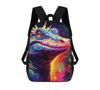 sinyumoney Colorful Crocodile Portrait Zaino Scolastico Alla Moda Per Studenti, Adatto A Ragazzi E Ragazze, Ideale Per Viaggi All'aperto E Attività Ricreative. 17inch