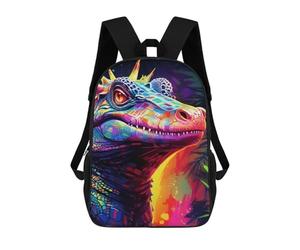 sinyumoney Colorful Crocodile Portrait Zaino Scolastico Alla Moda Per Studenti, Adatto A Ragazzi E Ragazze, Ideale Per Viaggi All'aperto E Attività Ricreative. 17inch