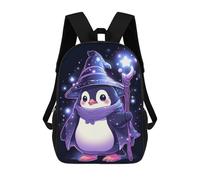 sinyumoney Colorful Cute Penguin Zaino Scuola Per Ragazze E Ragazzi, Zaino Con Tasca, Zaino Alla Moda Per Bambini, Penguin Star Wizard, 17"
