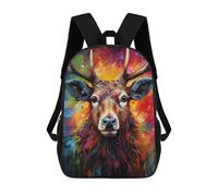 sinyumoney Colorful Deer Portrait-5 Zaino Scolastico Alla Moda Per Studenti, Adatto A Ragazzi E Ragazze, Ideale Per Viaggi All'aperto E Attività Ricreative. 17inch