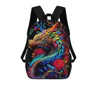 sinyumoney Colorful Dragon Artwork-5Zaino Scolastico Per Bambini, Zaini Stampati in 3D, Zaini Alla Moda Per La Scuola Elementare E Media Per Ragazzi. 17inch