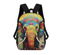sinyumoney Colorful Elephant Artwork-16 Zaino Scolastico Alla Moda Per Studenti, Adatto A Ragazzi E Ragazze, Ideale Per Viaggi All'aperto E Attività Ricreative. 17inch