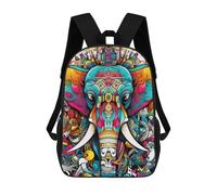 sinyumoney Colorful Elephant Artwork-23 Zaino Scolastico Stampato in 3D Zaino Scolastico Per Bambini Zaini Scolastici Zaini Da Viaggio Borsa Casual Alla Moda Per Bambini Studenti Scolastici 17inch