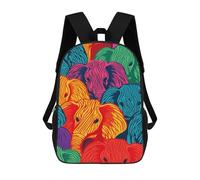 sinyumoney Colorful Elephant Herd Zaino Scolastico Per Bambini Alla Moda Casual Zaini Per Bambini Stampati in 3D Borse Scolastiche Per Ragazzi Zaino Grande 17inch
