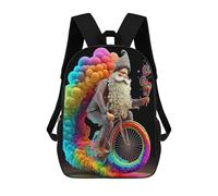 sinyumoney Colorful Fantasy Jester on A Bicycle Zaini Per Bambini, Zaini Scolastici Personalizzati 3D Per Ragazzi E Ragazze, Zaini Scolastici Grandi, Zaini Casual Da Giorno 17inch