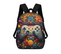sinyumoney Colorful Floral Gaming Controller Zaini Stampati in 3D Per Bambini, Zaini Scolastici, Borse Scolastiche, Zaini Alla Moda Per Ragazzi, Studenti Delle Scuole Elementari E Medie 17inch