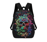 sinyumoney Colorful Floral Skull Artwork Zaino Scolastico Per Bambini Alla Moda Casual Zaini Per Bambini Stampati in 3D Borse Scolastiche Per Ragazzi Zaino Grande 17inch