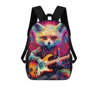 sinyumoney Colorful Fox Playing Guitar Zaino Scolastico Alla Moda Per Studenti, Adatto A Ragazzi E Ragazze, Ideale Per Viaggi All'aperto E Attività Ricreative. 17inch