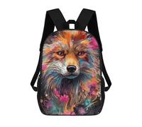 sinyumoney Colorful Fox Portrait Zaini Per Bambini, Zaini Scolastici Personalizzati 3D Per Ragazzi E Ragazze, Zaini Scolastici Grandi, Zaini Casual Da Giorno 17inch