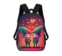 sinyumoney Colorful Gnome Romance Zaino, Borsa Scolastica Stampata in 3D, Borsa Per Il Pranzo Scolastico, Zaino Da Viaggio, Zaino Per Amici, Zaino Scolastico Per Ragazze E Ragazzi 17inch