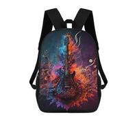 sinyumoney Colorful Guitar Artwork Zaino Scolastico Alla Moda Per Studenti, Adatto A Ragazzi E Ragazze, Ideale Per Viaggi All'aperto E Attività Ricreative. 17inch
