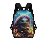 sinyumoney Colorful Hedgehog in Fantasy Forest-1 Zaino Scolastico Per Bambini, Borsa Scolastica Stampata in 3D Per Ragazzi, Studenti Delle Scuole Elementari E Medie 17inch