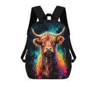 sinyumoney Colorful Highland Cow Neon Zaino Scolastico Stampato in 3D, Borse Scolastiche Per Ragazzi E Ragazze, Zaino Per Laptop Per Bambini/studenti/adulti 17inch