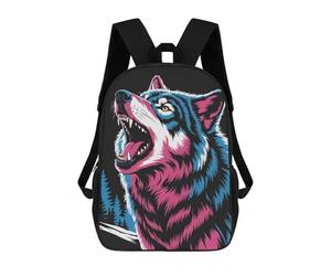 sinyumoney Colorful Howling Wolf Illustration Zaino Per Bambini, Borsa Scolastica Di Grande Capacità, Zaino Per Studenti, Zaino Per Ragazzi, Ragazze, Adulti, Adolescenti 17inch