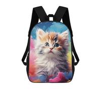 sinyumoney Colorful Kitten Art Print Zaino Scolastico Per Bambini, Borsa Scolastica Stampata in 3D Per Ragazzi, Studenti Delle Scuole Elementari E Medie 17inch