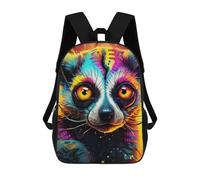 sinyumoney Colorful Lemur Portrait Zaino Scolastico Zaino Per Bambini Borsa Scolastica Di Grande Capacità Zaino Per Bambini Per La Scuola Zaino 3D Borsa Per Libri Regali Per Bambini 17inch