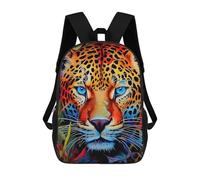 sinyumoney Colorful Leopard Portrait-28 Zaino Scolastico Zaino Per Bambini Borsa Scolastica Di Grande Capacità Zaino Per Bambini Per La Scuola Zaino 3D Borsa Per Libri Regali Per Bambini 17inch
