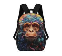 sinyumoney Colorful Monkey Portrait-6 Zaino Per La Scuola Stampato in 3D Borsa Scolastica Per Ragazzi E Ragazze Zaino Per Bambini Zaino Da Viaggio 17inch