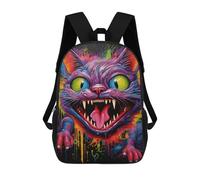 sinyumoney Colorful Monster Cat Artwork Zaino Scolastico Alla Moda Per Studenti, Adatto A Ragazzi E Ragazze, Ideale Per Viaggi All'aperto E Attività Ricreative. 17inch