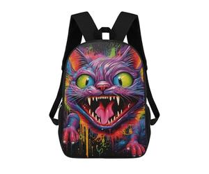 sinyumoney Colorful Monster Cat Artwork Zaino Scolastico Alla Moda Per Studenti, Adatto A Ragazzi E Ragazze, Ideale Per Viaggi All'aperto E Attività Ricreative. 17inch
