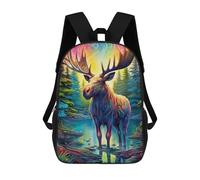 sinyumoney Colorful Moose in Forest Zaino Scolastico Stampato in 3D, Borse Scolastiche Per Ragazzi E Ragazze, Zaino Per Laptop Per Bambini/studenti/adulti 17inch