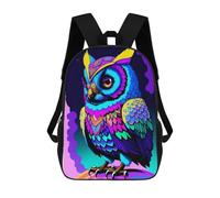 sinyumoney Colorful Neon Owl Artwork Zaini Stampati in 3D, Borsa Scolastica Casual Per Bambini, Borsa Scolastica Alla Moda Per Ragazzi, Studenti Delle Scuole Medie 17inch