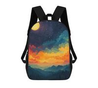 sinyumoney Colorful Night Landscape with Moon Zaino Scolastico Stampato in 3D, Borse Scolastiche Per Ragazzi E Ragazze, Zaino Per Laptop Per Bambini/studenti/adulti 17inch