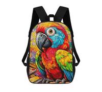 sinyumoney Colorful Parrot Artwork-4 Zaino Scolastico Alla Moda Per Studenti, Adatto A Ragazzi E Ragazze, Ideale Per Viaggi All'aperto E Attività Ricreative. 17inch