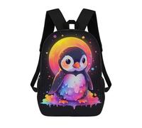 sinyumoney Colorful Penguin And Moon Zaino Scolastico Per Bambini, Borsa Scolastica Stampata in 3D Per Ragazzi, Studenti Delle Scuole Elementari E Medie 17inch
