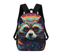 sinyumoney Colorful Raccoon Artwork-5 Zaino Scolastico Per Bambini, Borsa Scolastica Stampata in 3D Per Ragazzi, Studenti Delle Scuole Elementari E Medie 17inch