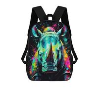 sinyumoney Colorful Rhino Portrait Zaino Scolastico Per Bambini, Borsa Scolastica Stampata in 3D Per Ragazzi, Studenti Delle Scuole Elementari E Medie 17inch